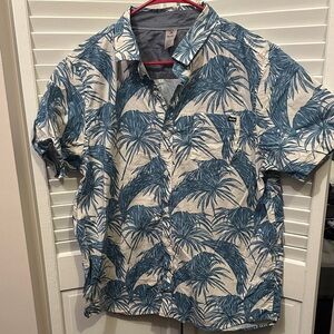Hurley Blue and White Tropical Print Shirt LIKE NEW Men’s Large
